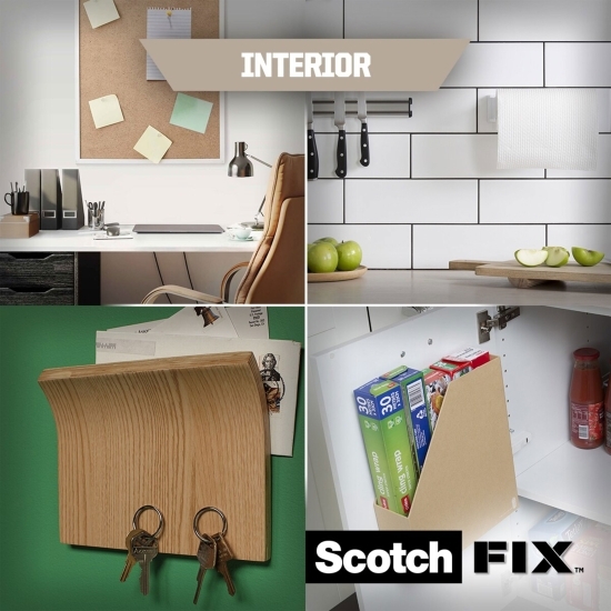 Benzi dublu adezive pretăiate montare interior, 16 buc, Scotch-Fix 3M