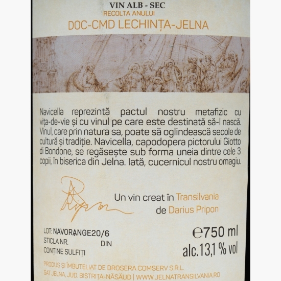 Vin alb sec Navicella Orange 13.1%, 0.75l