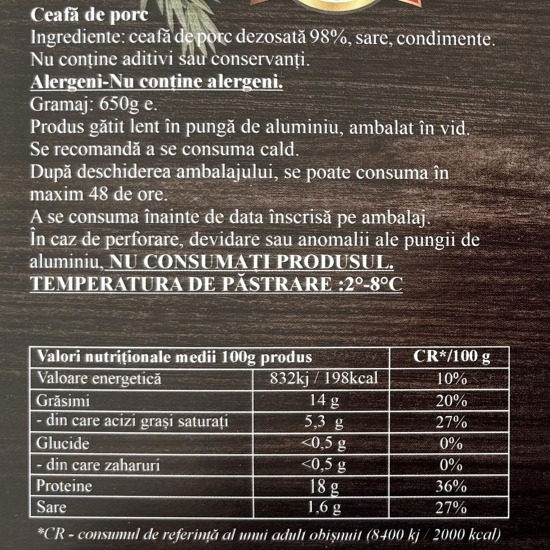 Ceafă de porc gătită lent 650g