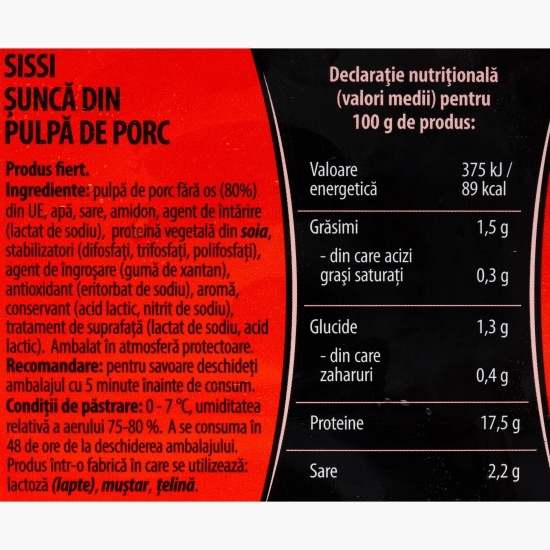 Șuncă din pulpă de porc feliată 170g