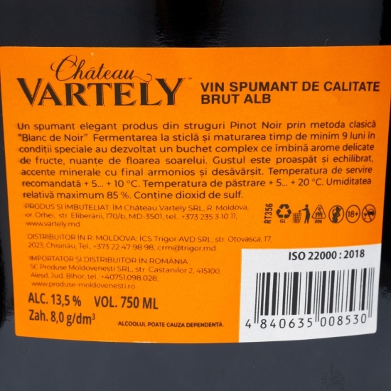 Vin spumant alb brut, 13.5%, 0.75l