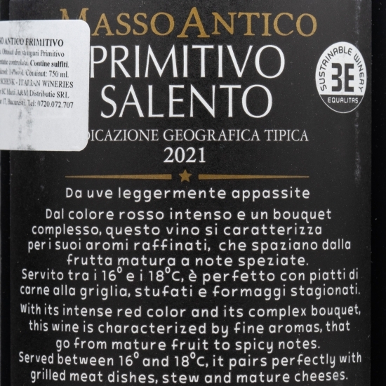 Vin roșu sec Primitivo di Salento, 14%, 0.75l