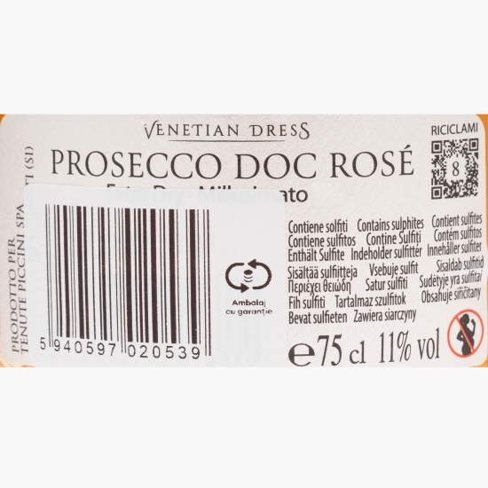 Vin spumant rose sec Prosecco, 11%, 0.75l