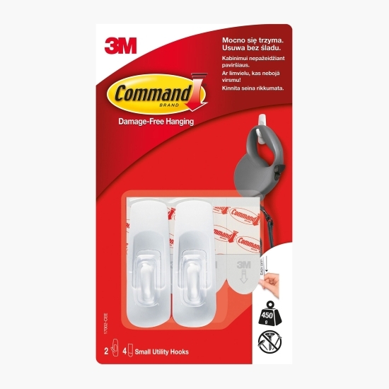 Cârlig standard Command, mic, max 450g, 2 buc