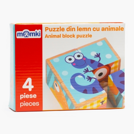 Puzzle din lemn cu animale, 4 piese