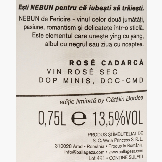 Vin rose sec Cadarcă, 13.5%, 0.75l