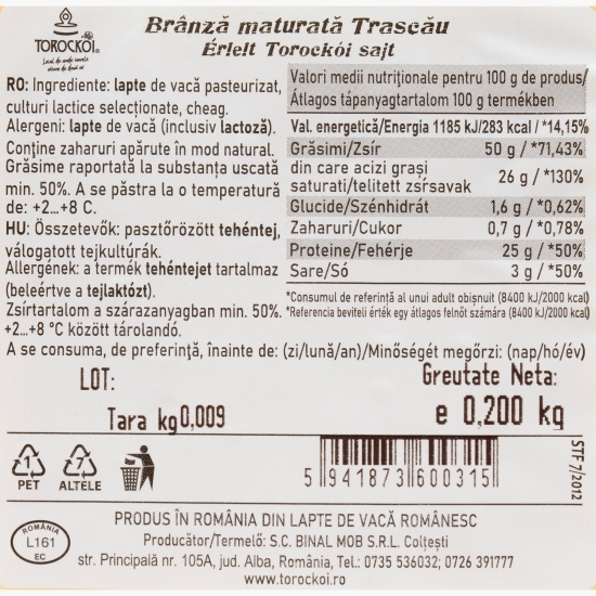 Brânză maturată Trascău 200g