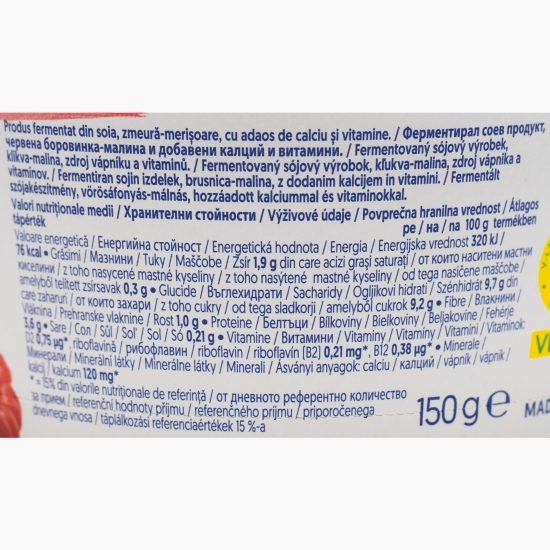 Produs fermentat din soia cu zmeură și merișoare 150g