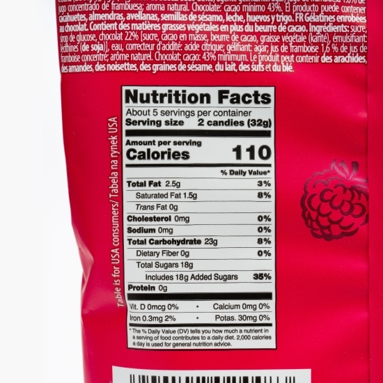 Jeleuri de zmeură învelite în ciocolată 165g