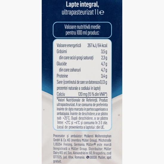 Lapte UHT 3.5% grăsime 1l