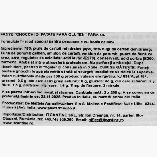 Paste gnocchi fără gluten 500g
