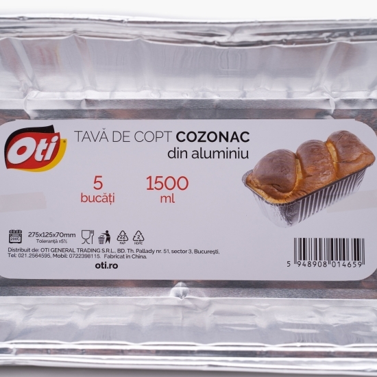 Tavă din aluminiu 1500ml pentru copt cozonac 5 buc