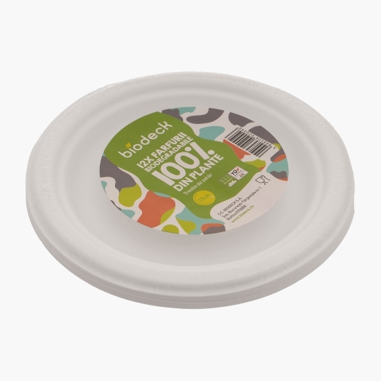 Farfurii biodegradabile din trestie de zahăr 12 buc