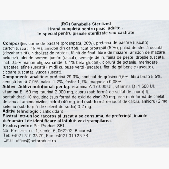 Hrană uscată pentru pisici sterilizate, 400g