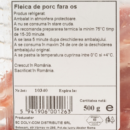 Fleică de porc fără os 500g