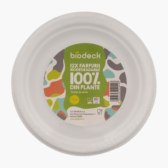 Farfurii biodegradabile din trestie de zahăr 12 buc