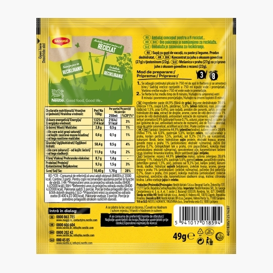 Supă instant de văcuță cu fidea 49g