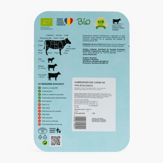 Hamburger din carne de vită eco 270g