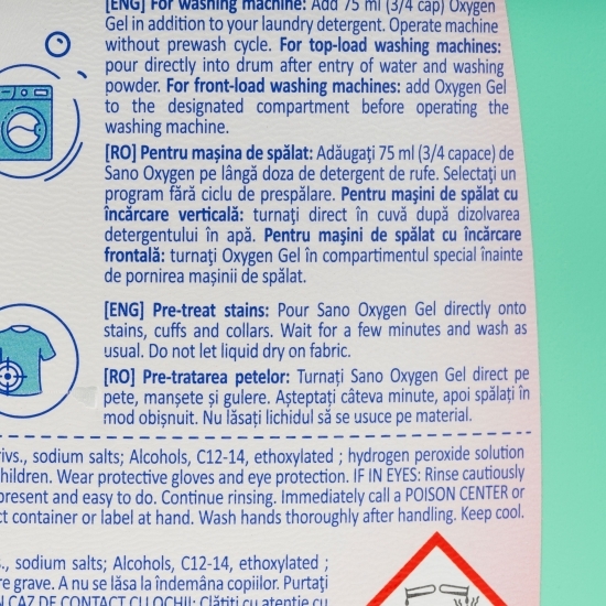 Soluție îndepărtare pete rufe Oxygen Gel fără clor, 3l