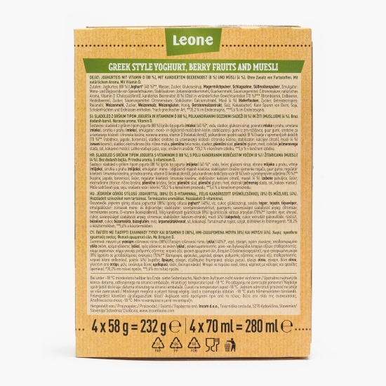 Înghețată pe băț cu iaurt cu specific grecesc, fructe și musli 4x70ml