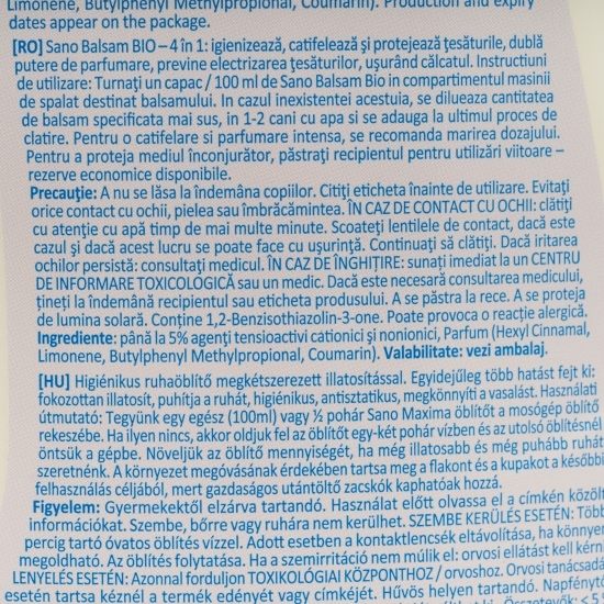 Balsam bio, 40 spălări, 4l