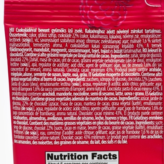 Jeleuri de zmeură învelite în ciocolată 165g