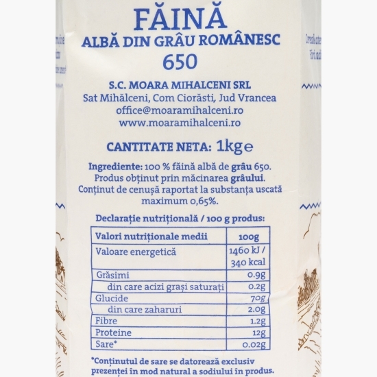 Făină albă din grâu românesc tip 650 1kg