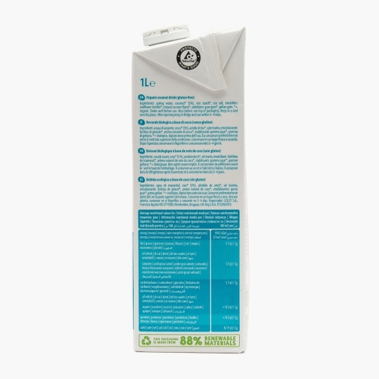 Băutură ecologică din cocos fără gluten și fără zahăr adăugat 1l