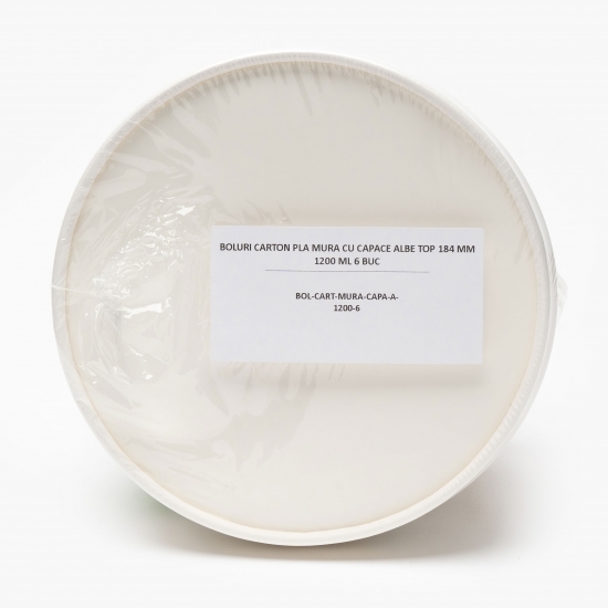 Boluri de carton cu capace albe 6 buc, 1200ml