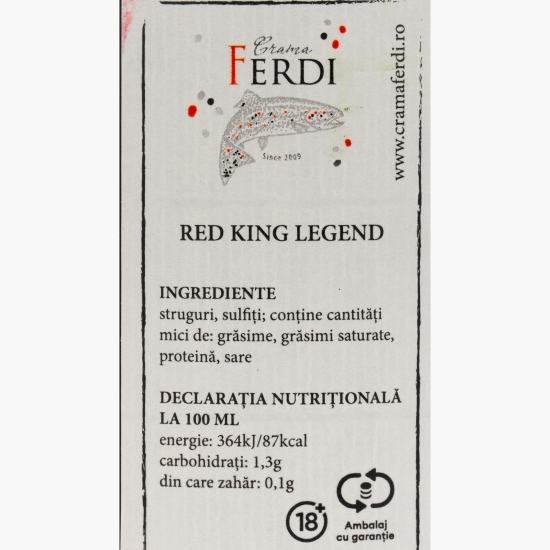Vin roșu sec Cabernet Sauvignon King Legend, 14.9%, 0.75l