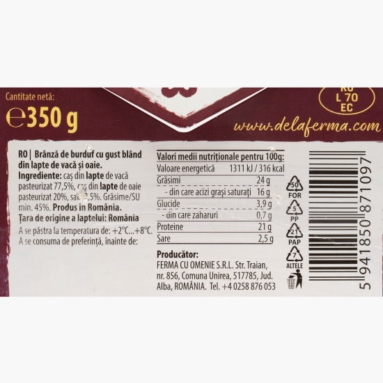Brânză de burduf cu gust blând 350g