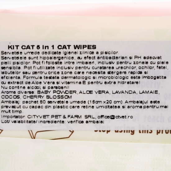 Șervețele umede pentru igiena zilnică a pisicilor