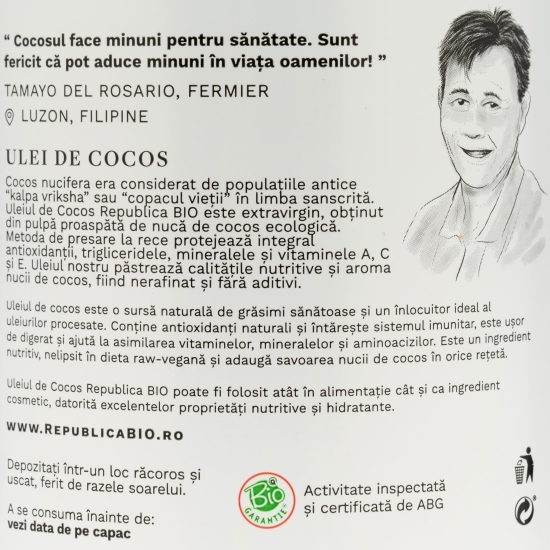 Ulei de cocos ecologic extravirgin, presat la rece 1550ml