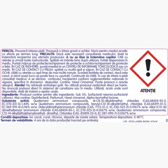 Dezinfectant lichid pentru haine albe și colorate Fresh Cotton, 1.5l