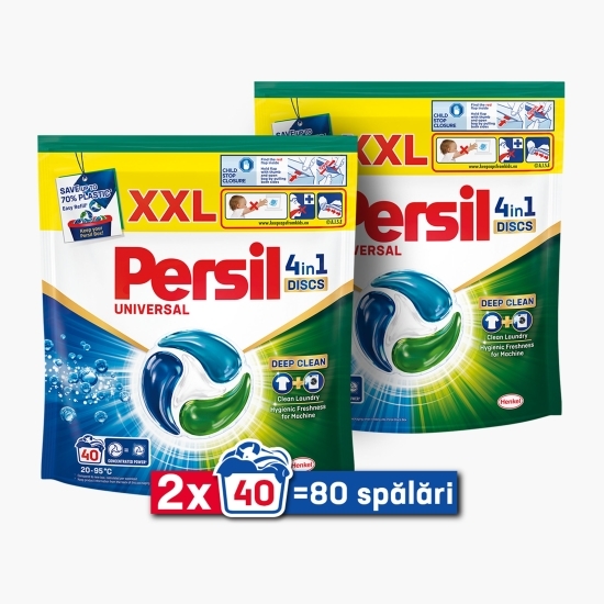 Detergent de rufe capsule 4în1 Discs Universal Deep Clean, 2x40 spălări