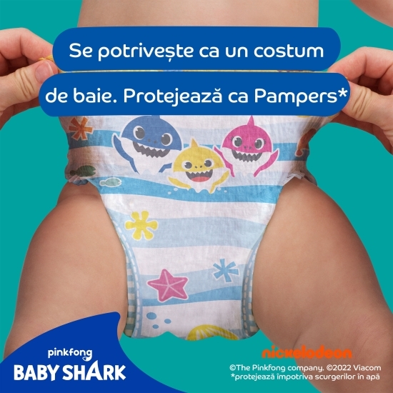 Scutece chiloțel pentru apă Splashers Baby Shark, mărimea 5-6, 14+ kg, 10 buc