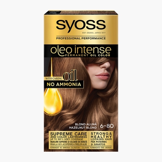 Vopsea de păr permanentă fără amoniac Oleo Intense, 6-80 blond alună, 115ml