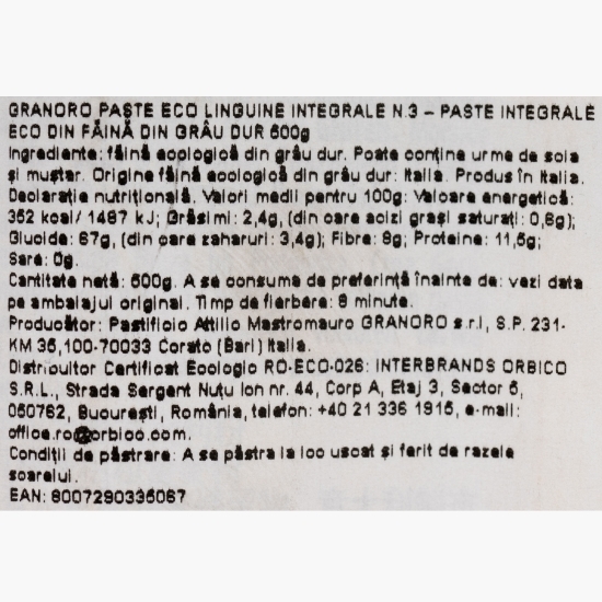 Paste Linguine integrale eco N.3 500g