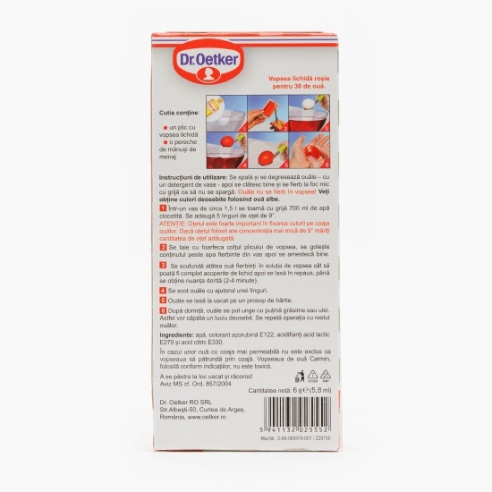 Vopsea roșie pentru ouă, (30 ouă), 6ml