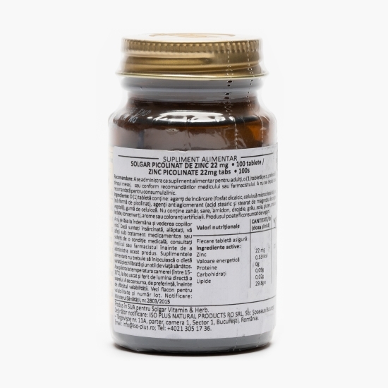 Picolinat de zinc 22mg 100 tablete