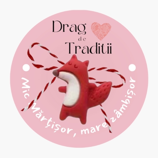 Mărțișor broșă Vulpiță Visătoare, din rășină