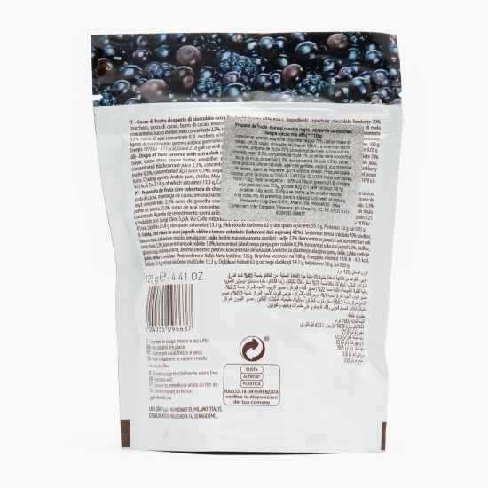 Bomboane din ciocolată neagră Choco&Fruit cu acai, mure și coacăză neagră 125g