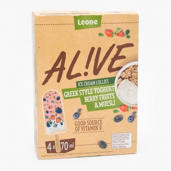Înghețată pe băț cu iaurt cu specific grecesc, fructe și musli 4x70ml