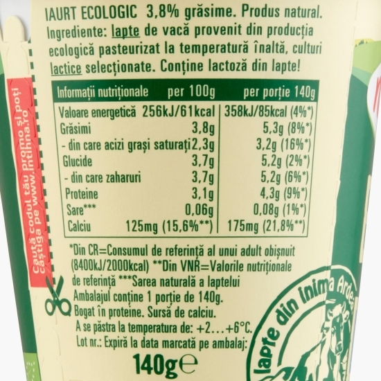 Iaurt natural eco 3.8% grăsime 140g